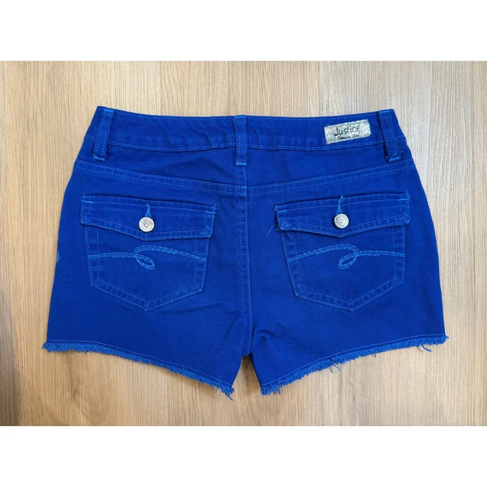 2x Justice Premium Cutoff Jean‎ Shorts Red and Blue size 14R